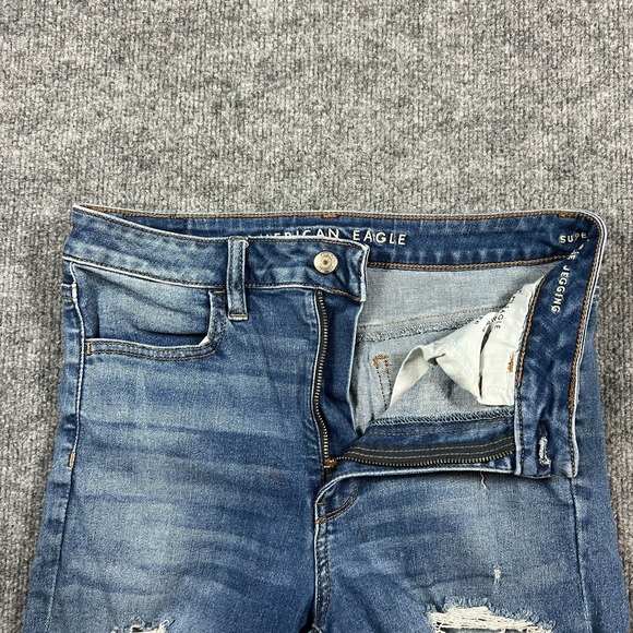 American Eagle Outfitters Super High Rise Jegging Jeans Womens 6 Blue Distressed - Picture 7 of 14